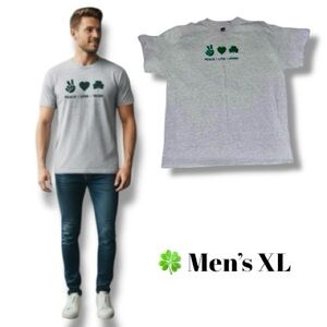 Shirt ST Patrick’s Day Graphic Peace Love Irish T-Shirt Tee Short Sleeve XL 🍭